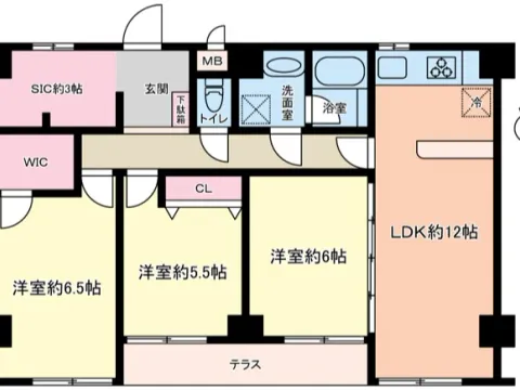 豊富な収納が魅力の３ＬＤＫ（７２．２５㎡）リノベーション済みの美室。約３帖のシューズインクローゼットを備え収納豊富で使いやすい間取りです