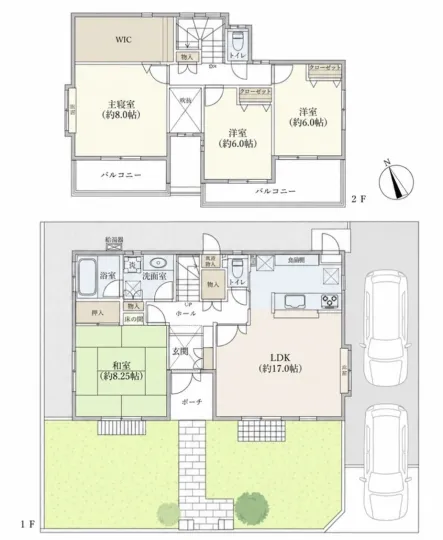 【南向きの4LDK】千葉市花見川区み春野2丁目　中古戸建 の間取図