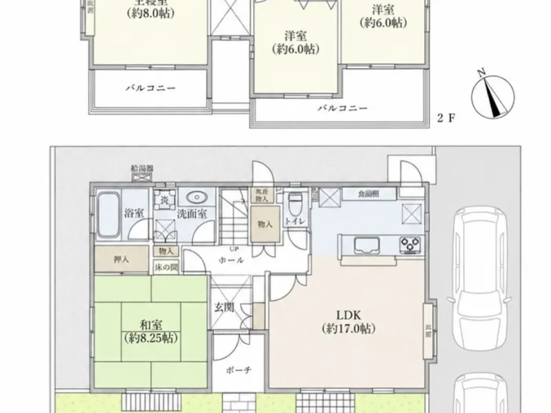 間取図　「4LDK＋WICのゆとりある間取り。17帖LDKや8.25帖の和室を備え、ご家族が快適に暮らせます。」