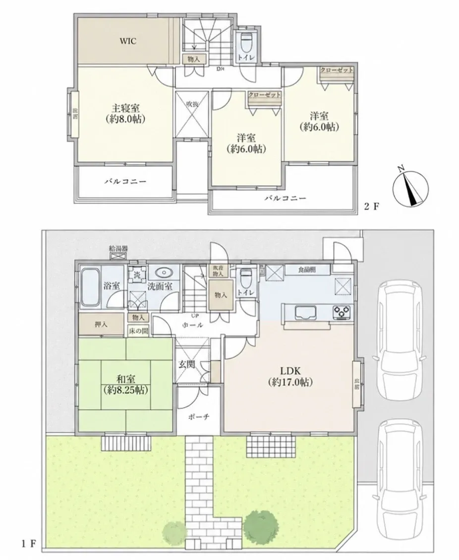 間取図　「4LDK＋WICのゆとりある間取り。17帖LDKや8.25帖の和室を備え、ご家族が快適に暮らせます。」